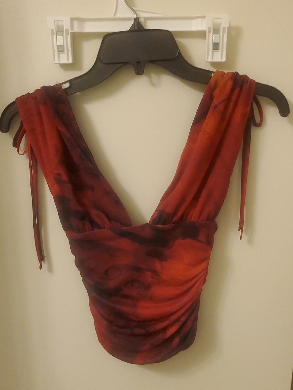 Windsor Red and Black Tie-Dye V-Neck Sleeveless Top